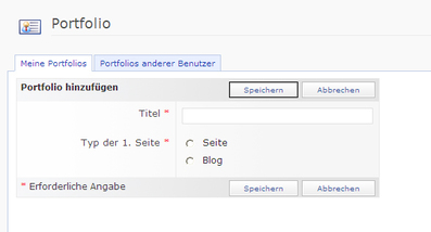 Screenshot: Portfolio hinzufügen